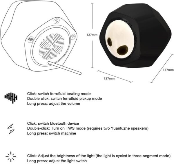 Generic Altoparlante fluido magnetico portatile, suono surround a 360° ad alta fedeltà, altoparlante Bluetooth ferrofluido, decorazione per casa, ufficio, feste, gadget tecnologici, visualizzazione - Image 6
