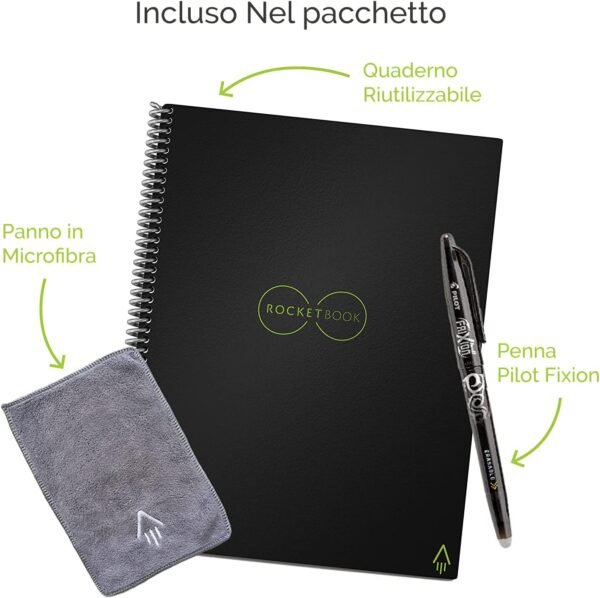 Rocketbook Lined Quaderno Appunti Digitale - Riutilizzabile Taccuino Digitali A4 Alzavola Quaderno A Spirale A Righe, Block Notes, Penna Cancellabile Pilot Frixion Inclusi, Ufficio Gadget Tecnologici - Image 6
