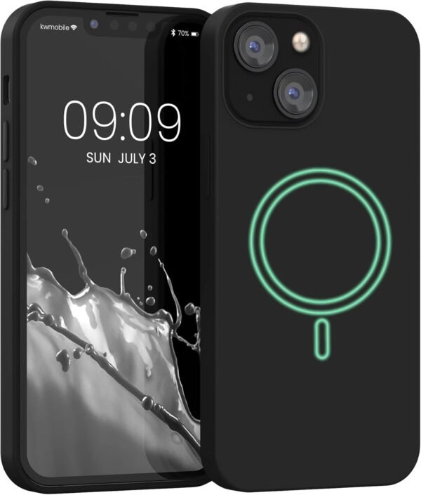kwmobile Custodia Magnetica Compatibile con Apple iPhone 13 mini - Compatibile con MagSafe - Cover Silicone TPU Magnete - nero