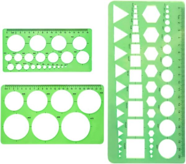 XIWJLWO Confezione da 3 modelli di disegno circolare, modello di cerchio, modello geometrico, modello di misurazione, set da disegno per studio, design e ufficio