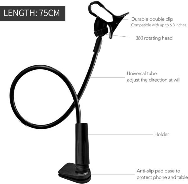 iYInJuan Porta Cellulare da Collo,Supporto Cellulare,Gadget Tecnologici,Regolabile e Flessibile, Supporto a Collo Oca da Scrivania per Cellulare/iPhone Series/Huawei/Google Pixel e Altri Attrezzatura - Image 2