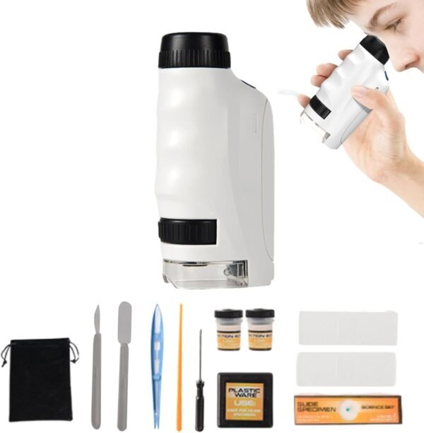 Microscopio portatile, microscopio tascabile,Cool Gadgets Lente d'ingrandimento tascabile per microscopio portatile 60x | Microscopio tascabile per bambini, gadget tecnologici per pelle, capelli, fibr