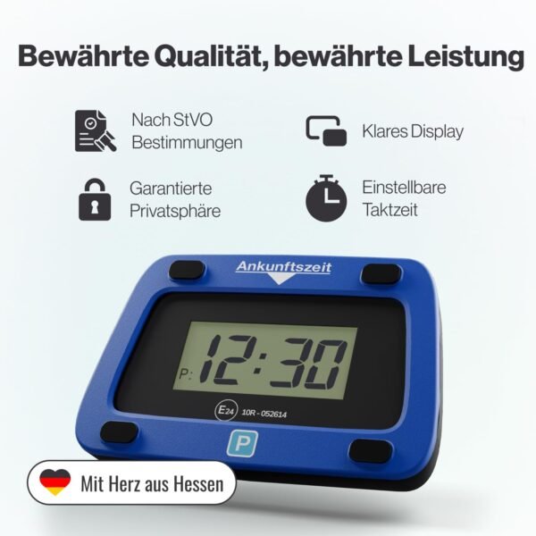 Parkwächter V0 Disco Orario Auto Automatico – Orologio Digitale per Parcheggio Auto con Protezione dei Dati – Facile Montaggio per Tutti i Veicoli – Gadget Auto – Blu – 111 mm x 72 mm x 25 mm - Image 7