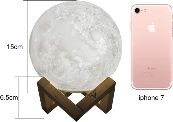 Lampada Luna 3D Stampata, ALED LIGHT Piena Lampada Moon Luna con Diametro 15cm, 3 Colori, Ricarica USB Decorativo LED Luce Notturna Toccare il Controllo, Decoro per Stanza Letto Mood Light per Camera - Image 4