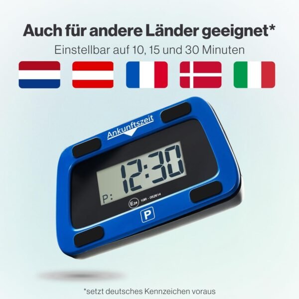 Parkwächter V0 Disco Orario Auto Automatico – Orologio Digitale per Parcheggio Auto con Protezione dei Dati – Facile Montaggio per Tutti i Veicoli – Gadget Auto – Blu – 111 mm x 72 mm x 25 mm - Image 3