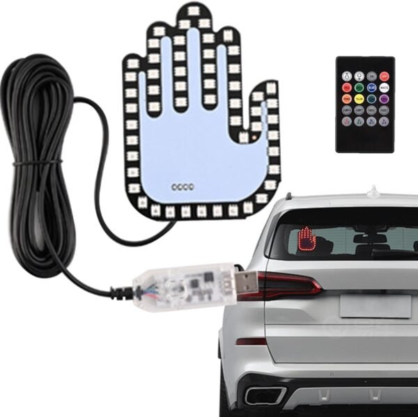 Luce Per Dita Per Auto Con Telecomando 4 Gesti, Luce Per Dita Per Auto Con Telecomando | Cartello LED Per Auto Con Gesti Delle Mani | Gadget Colorati Per Auto Cartelli Per Rabbia, Divertenti - Image 6