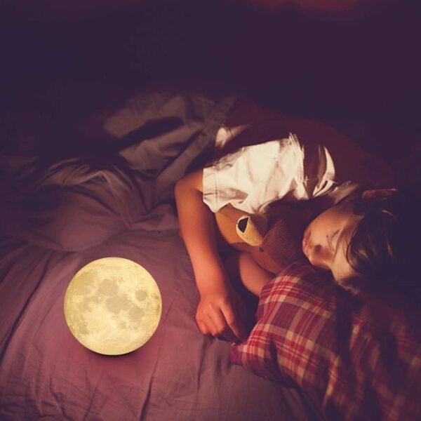 Lampada Luna 3D Stampata, ALED LIGHT Piena Lampada Moon Luna con Diametro 15cm, 3 Colori, Ricarica USB Decorativo LED Luce Notturna Toccare il Controllo, Decoro per Stanza Letto Mood Light per Camera - Image 5