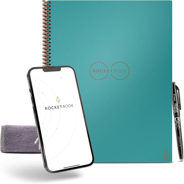 Rocketbook Lined Quaderno Appunti Digitale - Riutilizzabile Taccuino Digitali A4 Alzavola Quaderno A Spirale A Righe, Block Notes, Penna Cancellabile Pilot Frixion Inclusi, Ufficio Gadget Tecnologici