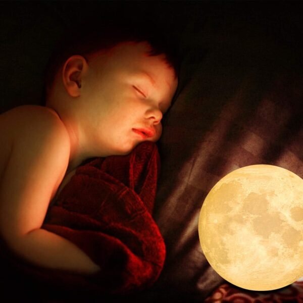 Lampada Luna 3D Stampata, ALED LIGHT Piena Lampada Moon Luna con Diametro 15cm, 3 Colori, Ricarica USB Decorativo LED Luce Notturna Toccare il Controllo, Decoro per Stanza Letto Mood Light per Camera - Image 6