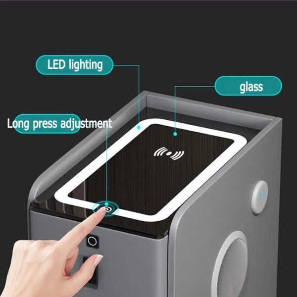 LAMEDOAT Stazione di Ricarica Wireless con luci LED, Comodino - Moderno Comodino Intelligente con 2 cassetti per Gadget tecnologici per la casa - Image 3