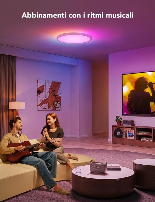 Govee RGBIC LED Plafoniera, Plafoniera Intelligente da 30 cm, 2400LM 2200-6500K Plafoniera a Incasso con 16 Milioni di Colori Fai Da te, Plafoniera per Camera da Letto, Soggiorno, Corridoio, Cucina - Image 3