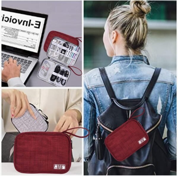 Organizzatore di tecnologia di viaggio, Organizzatore di elettronica per ufficio da viaggio borsa impermeabile, Elettronica Accessori Gadget Big Bag per Cavo USB, SD Card, Hard Drive Rianpesn - Image 3