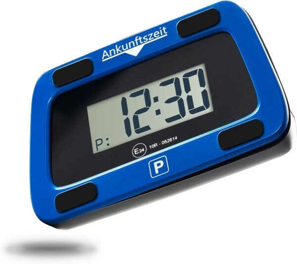 Parkwächter V0 Disco Orario Auto Automatico – Orologio Digitale per Parcheggio Auto con Protezione dei Dati – Facile Montaggio per Tutti i Veicoli – Gadget Auto – Blu – 111 mm x 72 mm x 25 mm