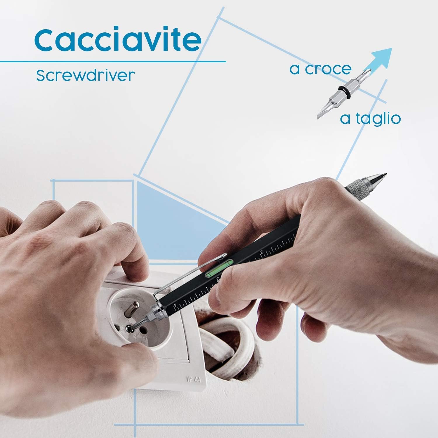 Pitagora Smart Pen, Penna a Sfera MultiTool Professionale Innovativa 9 in 1, 3 ricambi, Righello Cacciavite,Livella, Pen Touch,Regalo Originale Utile per Uomo Papà, Gadget Tecnologico Ufficio(Black) - Image 3