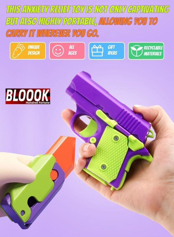 BLOOOK Fidget Toy,Antistress Pistola Giocattolo,Stimming Toys,Cubo Anti Stress Gadget,Regali Fidget Slider per Adulti e Bambini da Scrivania,Ideale per Ansia, ADHDs, OCD e Autismo (Blu Bianco) - Image 2