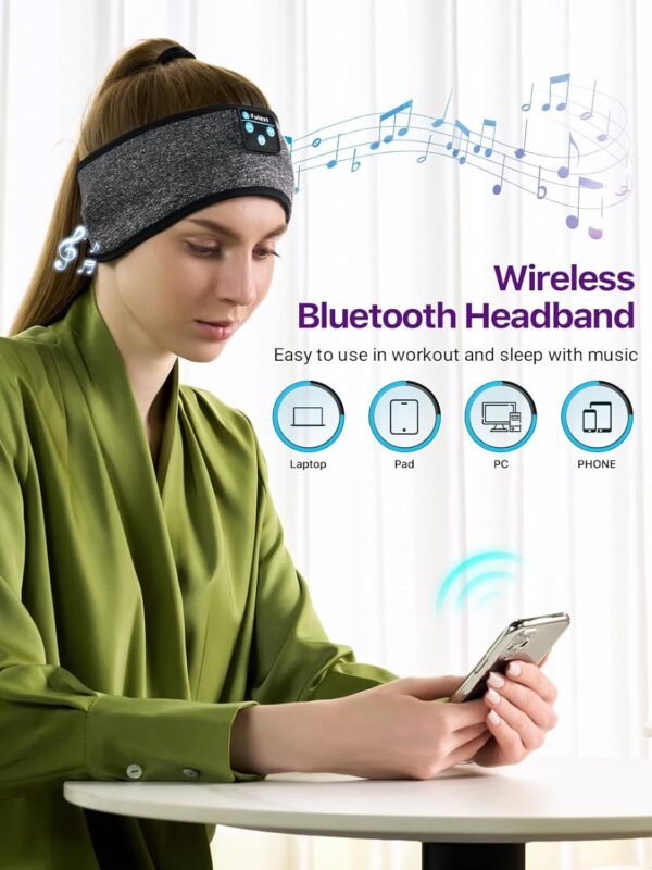 Fulext Cuffie Bluetooth per dormire, cuffie wireless con cancellazione del rumore, per chi dorme sul fianco, per ufficio, pisolino, viaggi aerei, rilassanti, meditazione, gadget tecnologici, regali - Image 5