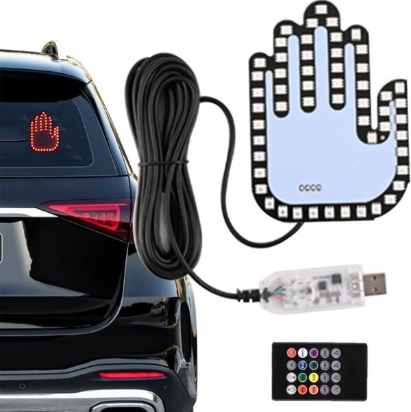 Luce Per Dita Per Auto Con Telecomando 4 Gesti, Luce Per Dita Per Auto Con Telecomando | Cartello LED Per Auto Con Gesti Delle Mani | Gadget Colorati Per Auto Cartelli Per Rabbia, Divertenti