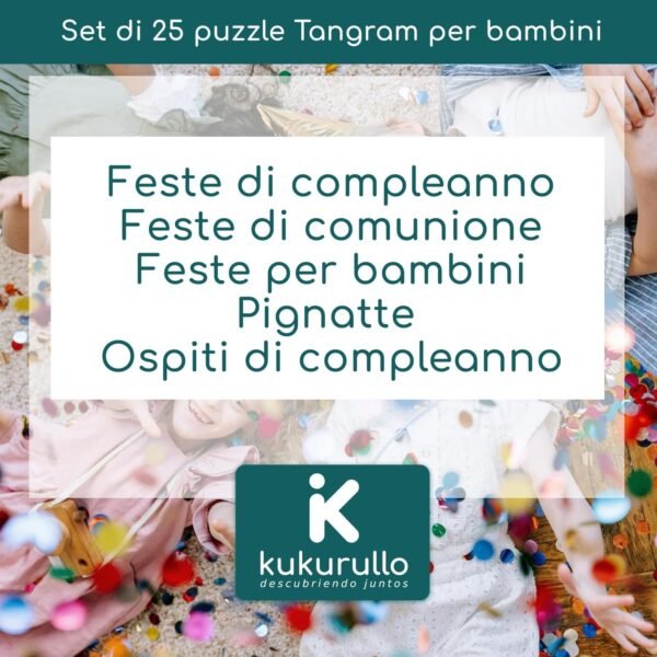 KUKURULLO Set di 25 Tangram Gadget Compleanno Bambini Regalini Fine Festa Compleanno Bambini Fantastico Gioco di Puzzle per Bambini Invitati Pensierini Bambini Dopo Festa, Puzzle rompicapo - Image 5