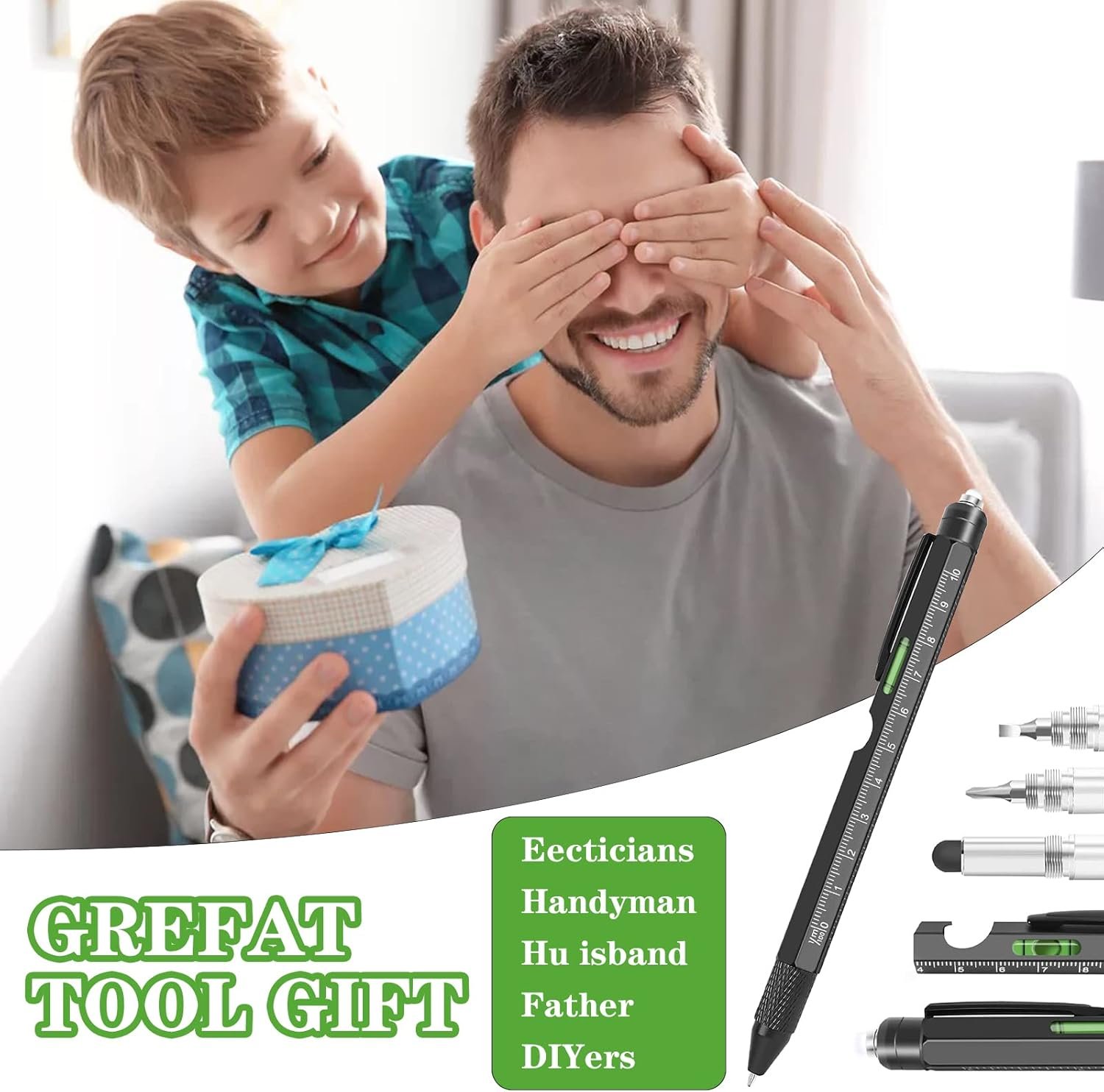 HENGBIRD Regalo Festa del Papà, 10 in 1 Penna Multifunzione Idee Regalo Uomo Compleanno Regalo per Uomini Divertenti Gadget Tecnologici Regali per Lui Regali per Papà Regalo Ufficio Collega - Image 2