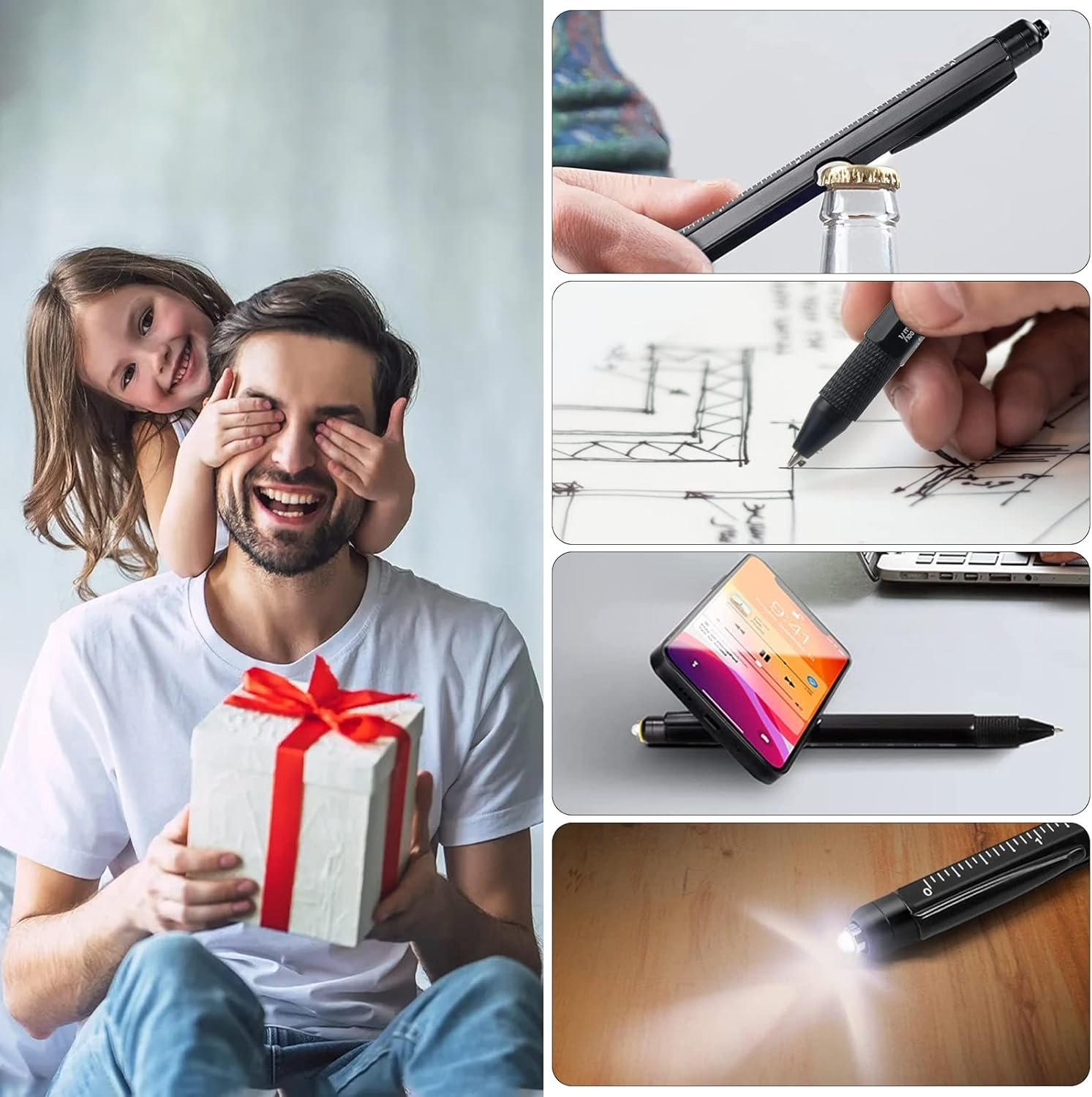 HENGBIRD Regalo Festa del Papà, 10 in 1 Penna Multifunzione Idee Regalo Uomo Compleanno Regalo per Uomini Divertenti Gadget Tecnologici Regali per Lui Regali per Papà Regalo Ufficio Collega - Image 6