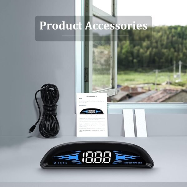 AMROOLOO Tachimetro GPS per auto, mostra velocità, tachimetro, promemoria di velocità e promemoria di fatica, compatibile con tutte le auto, display Head Up - Image 9