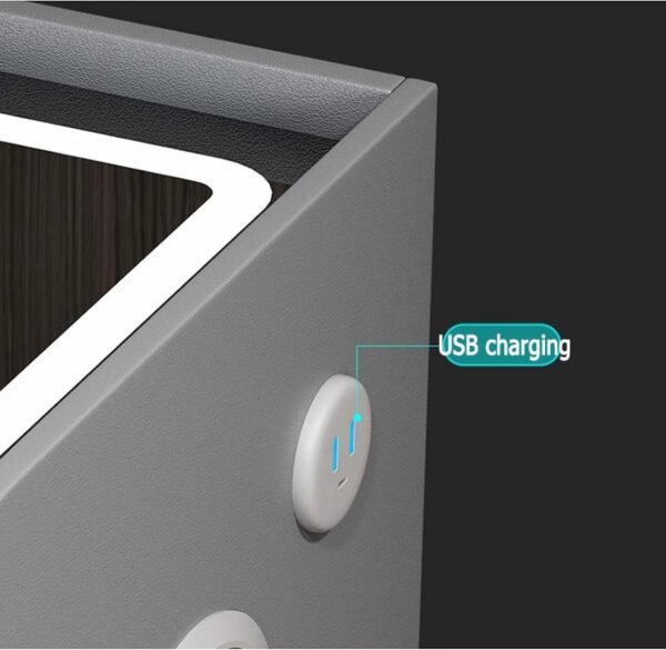 Comodino intelligente con ricarica wireless con luci a LED, gadget moderno per la casa e tecnologia per camera da letto, comodino stretto con 2 cassetti - Image 4