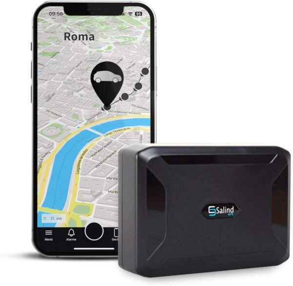 Salind 11 - Localizzatore GPS per Auto, Moto, Camion e Altri Veicoli con Allarmi Multipli, Tracker con App, Magnete Potente, Batteria fino a 90 Giorni, Tracciamento in Tempo Reale