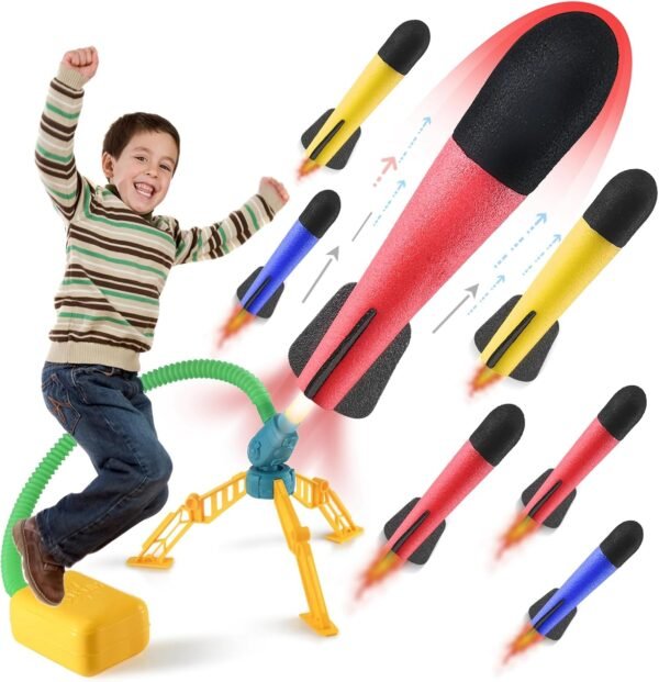 Giocattoli per Bambini 3 4 5 6 Lanciarazzi, Giocattoli per Ragazzi 3-7 Anni, Giochi da Esterno e da Giardino per Ragazzi 3+ Anni, Toys Razzo per Bambini, Regali Adatti per Ragazzi 3-10+ Anni