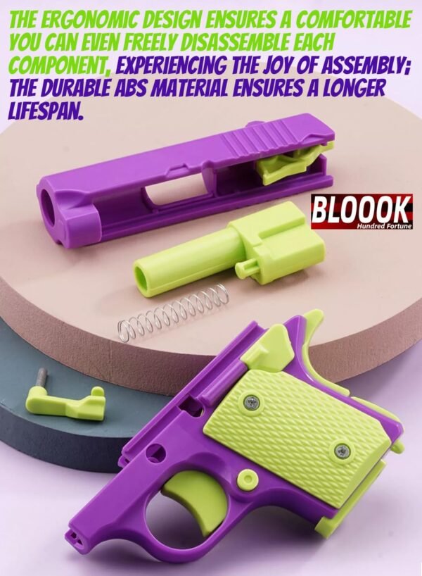 BLOOOK Fidget Toy,Antistress Pistola Giocattolo,Stimming Toys,Cubo Anti Stress Gadget,Regali Fidget Slider per Adulti e Bambini da Scrivania,Ideale per Ansia, ADHDs, OCD e Autismo (Blu Bianco) - Image 5
