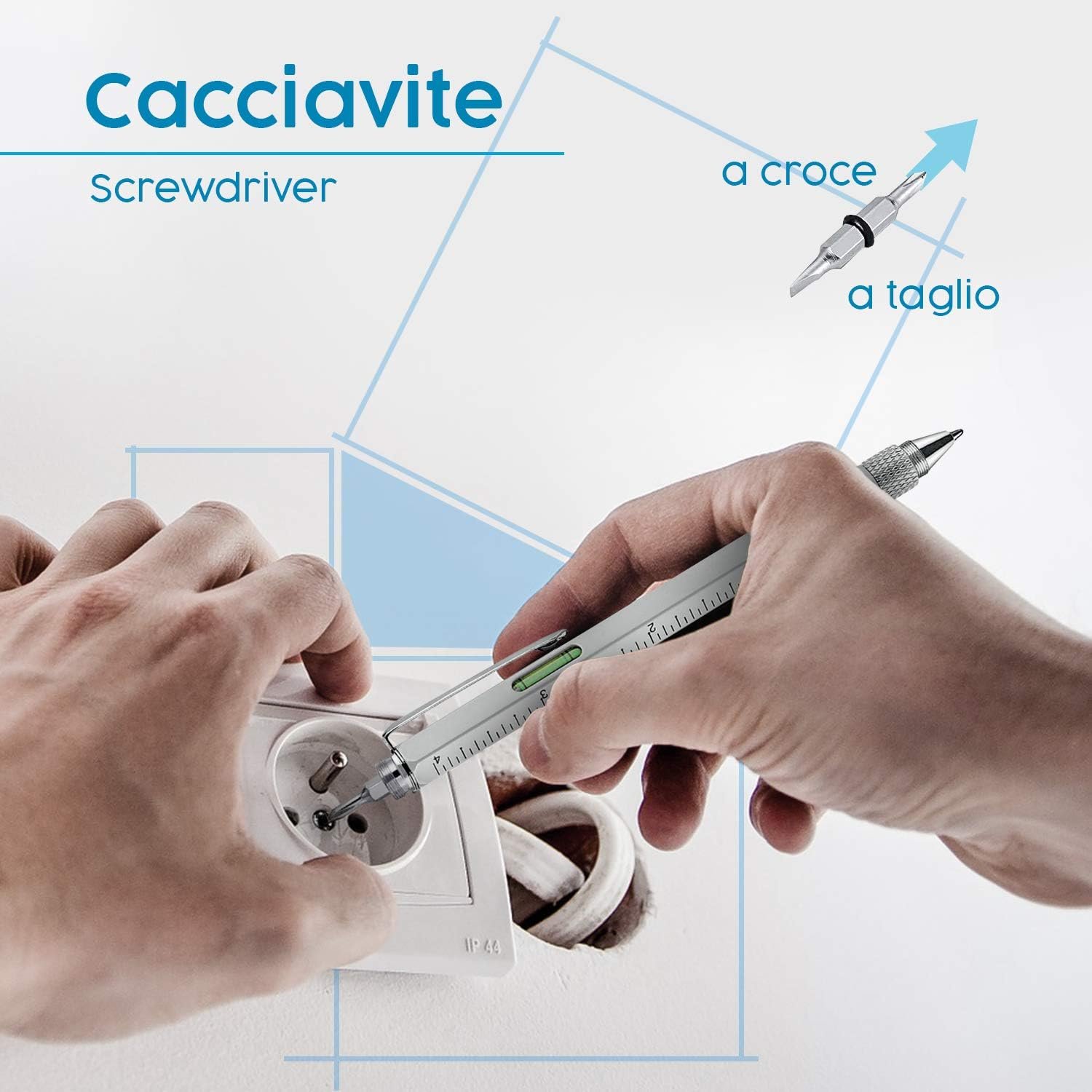 Pitagora Smart Pen, Penna a Sfera MultiTool Professionale Innovativa 9 in 1, 3 ricambi, Righello Cacciavite,Livella, Pen Touch,Regalo Originale Utile per Uomo Papà, Gadget Tecnologico Ufficio(Silver) - Image 3