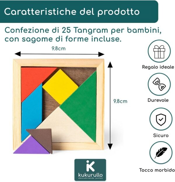 KUKURULLO Set di 25 Tangram Gadget Compleanno Bambini Regalini Fine Festa Compleanno Bambini Fantastico Gioco di Puzzle per Bambini Invitati Pensierini Bambini Dopo Festa, Puzzle rompicapo - Image 2