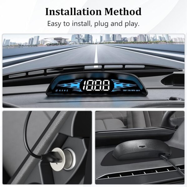 AMROOLOO Tachimetro GPS per auto, mostra velocità, tachimetro, promemoria di velocità e promemoria di fatica, compatibile con tutte le auto, display Head Up - Image 8