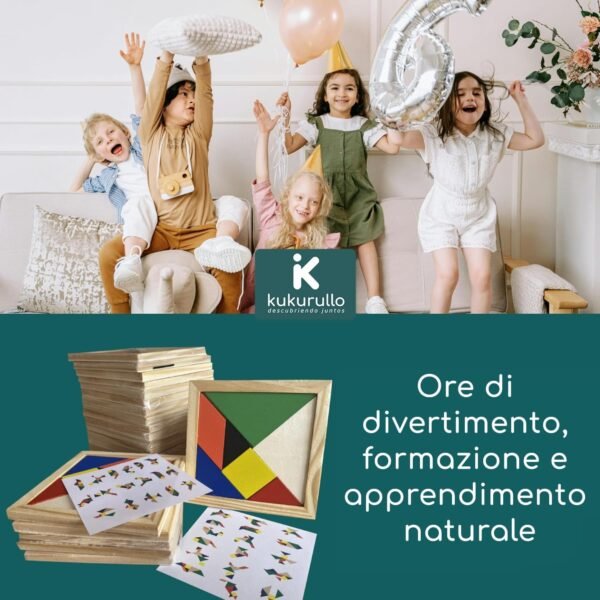 KUKURULLO Set di 25 Tangram Gadget Compleanno Bambini Regalini Fine Festa Compleanno Bambini Fantastico Gioco di Puzzle per Bambini Invitati Pensierini Bambini Dopo Festa, Puzzle rompicapo - Image 6