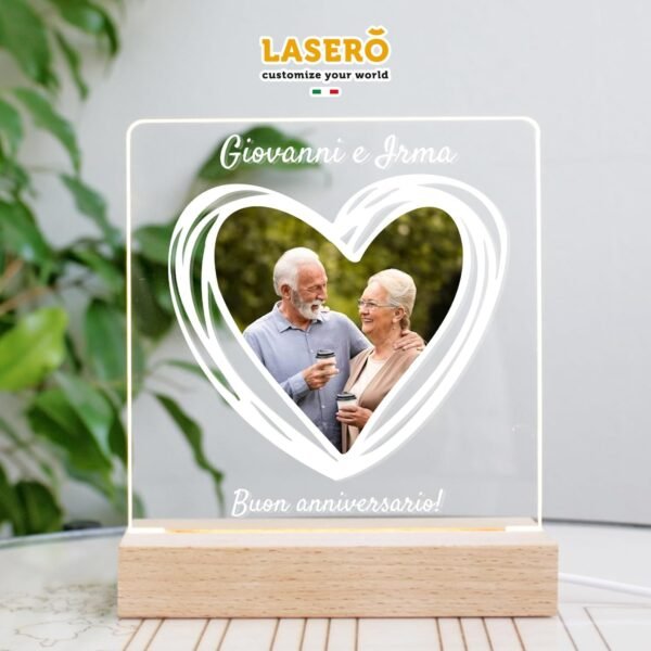 LASERO' Lampada con Foto Personalizzata Idea Regalo Fidanzata Compleanno - Lampada a Cuore Regali Anniversario per Lui - Image 4