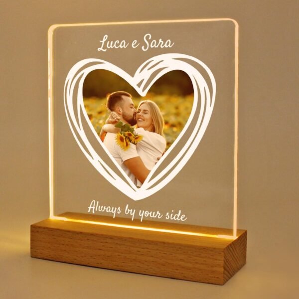 LASERO' Lampada con Foto Personalizzata Idea Regalo Fidanzata Compleanno - Lampada a Cuore Regali Anniversario per Lui