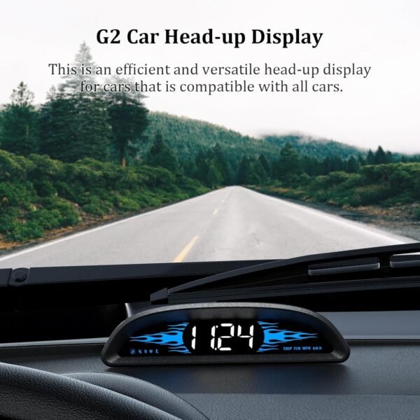 AMROOLOO Tachimetro GPS per auto, mostra velocità, tachimetro, promemoria di velocità e promemoria di fatica, compatibile con tutte le auto, display Head Up - Image 2