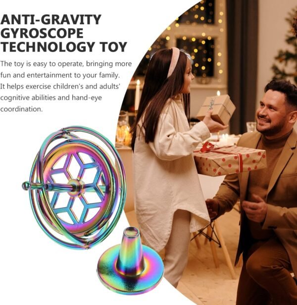 BESTonZON 1 Set Giroscopio antigravitazionale giocattolo giocattoli Gadget divertente snurrad giroscopio anti gravità giroscopio antistress tecnologia nera trottola bambino - Image 4