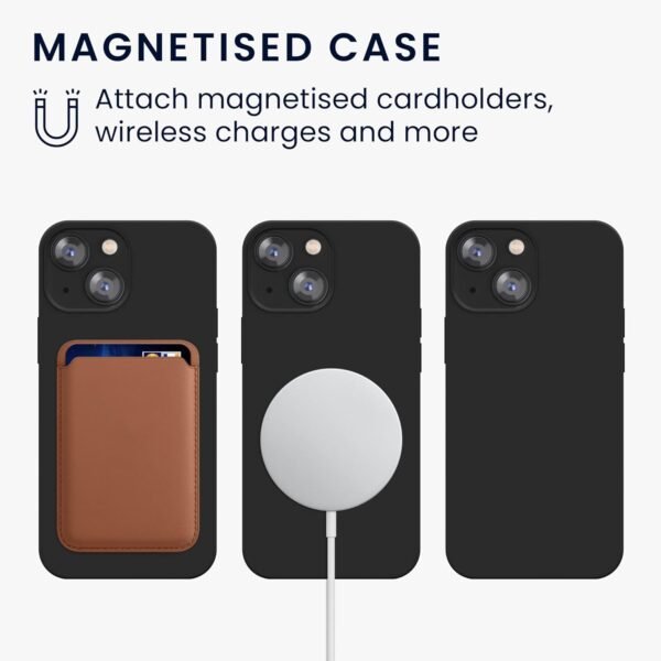 kwmobile Custodia Magnetica Compatibile con Apple iPhone 13 mini - Compatibile con MagSafe - Cover Silicone TPU Magnete - nero - Image 4