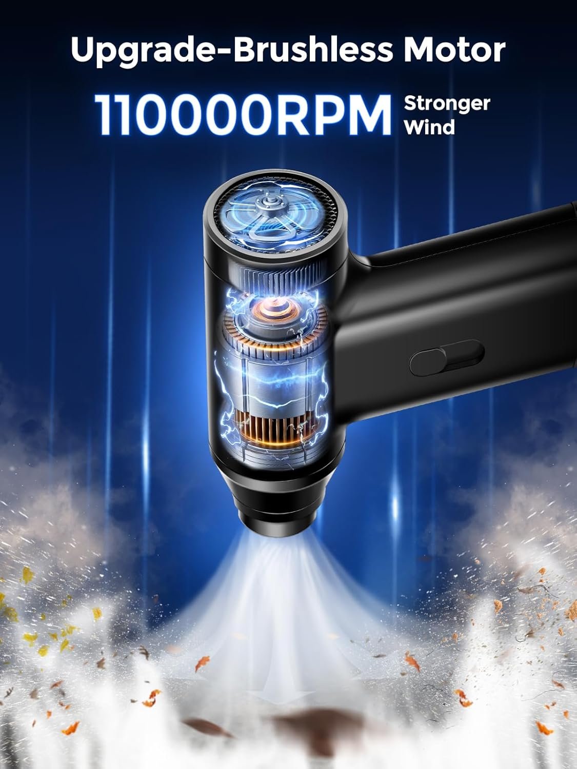 Spolverino elettrico ad aria mini spolverino d'aria 110000 giri/min, pulitore portatile tastiera a velocità continua per ufficio, ventilatore d'aria ricaricabile sostituisce l'aria in scatola, - Image 3