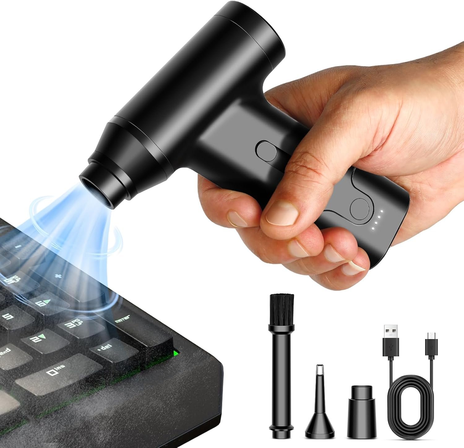 Spolverino elettrico ad aria mini spolverino d'aria 110000 giri/min, pulitore portatile tastiera a velocità continua per ufficio, ventilatore d'aria ricaricabile sostituisce l'aria in scatola,