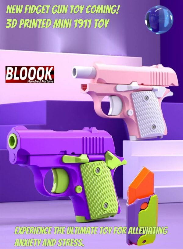 BLOOOK Fidget Toy,Antistress Pistola Giocattolo,Stimming Toys,Cubo Anti Stress Gadget,Regali Fidget Slider per Adulti e Bambini da Scrivania,Ideale per Ansia, ADHDs, OCD e Autismo (Blu Bianco) - Image 9