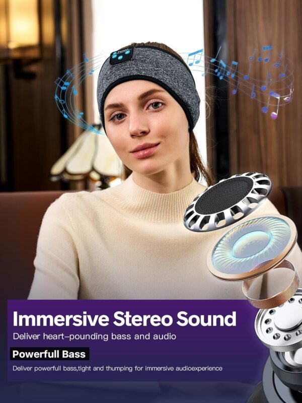 Fulext Cuffie Bluetooth per dormire, cuffie wireless con cancellazione del rumore, per chi dorme sul fianco, per ufficio, pisolino, viaggi aerei, rilassanti, meditazione, gadget tecnologici, regali - Image 2