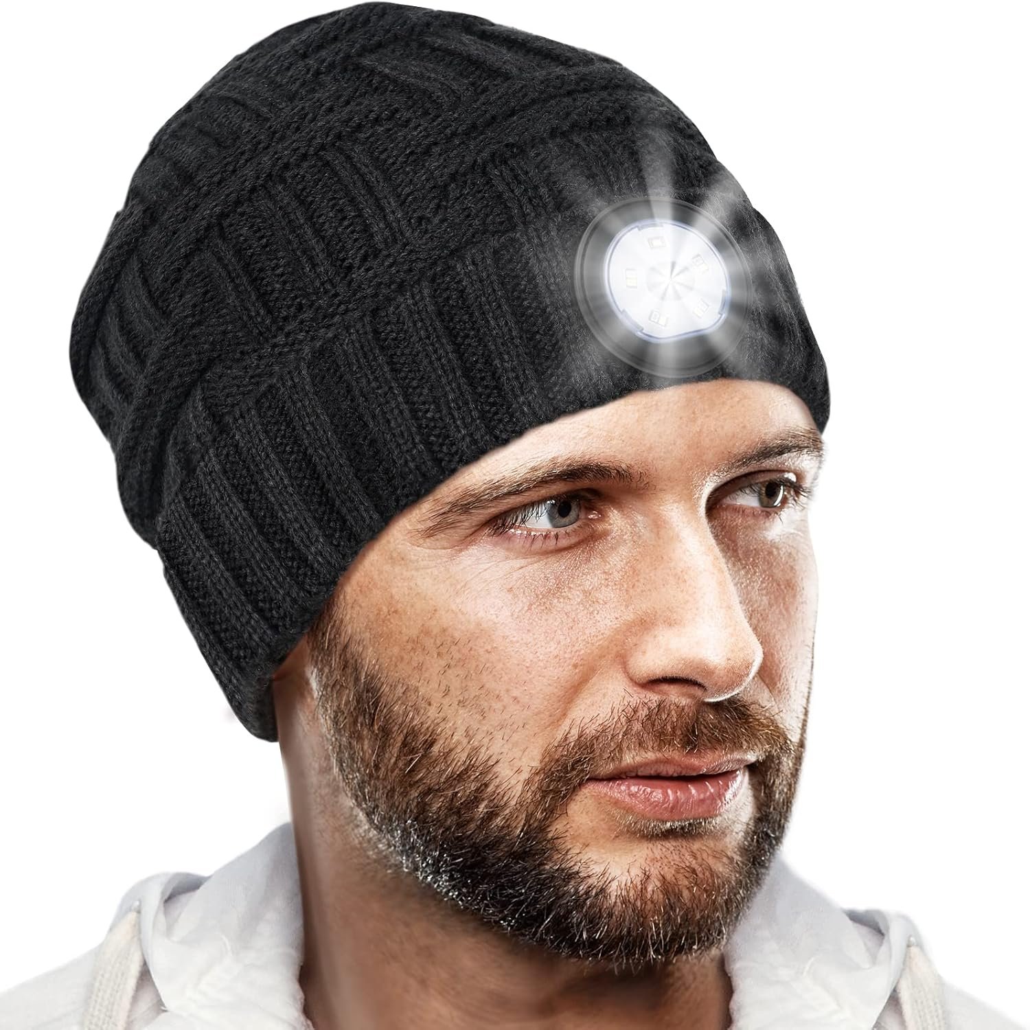 HIGHEVER Idee Regalo Uomo Gadget Tecnologici - Regali Natale Originali Cappello con Luce LED, Idee per Regali Originali Uomo papà Lui, Ciclismo Running Regali Utili Gadget, Calendario Avvento