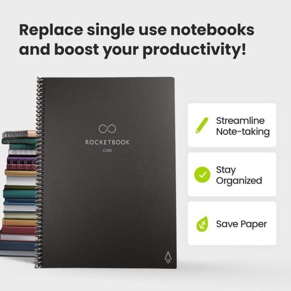 Rocketbook Lined Quaderno Appunti Digitale - Riutilizzabile Taccuino Digitali A5 Blu Quaderno A Spirale A Righe, Block Notes, Penna Cancellabile Pilot Frixion Inclusi, Ufficio Gadget Tecnologici - Image 7