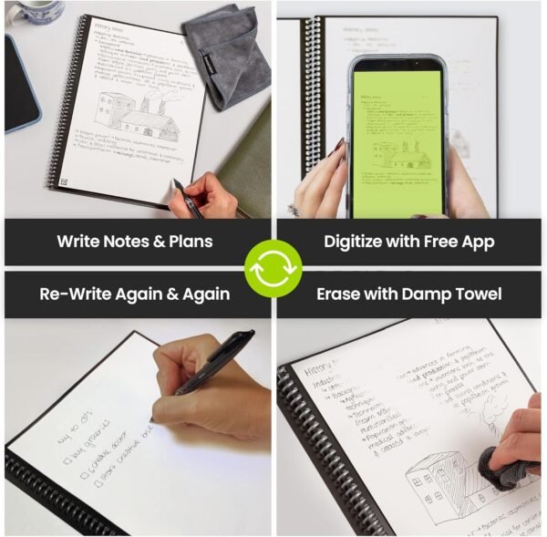 Rocketbook Lined Quaderno Appunti Digitale - Riutilizzabile Taccuino Digitali A5 Blu Quaderno A Spirale A Righe, Block Notes, Penna Cancellabile Pilot Frixion Inclusi, Ufficio Gadget Tecnologici - Image 2