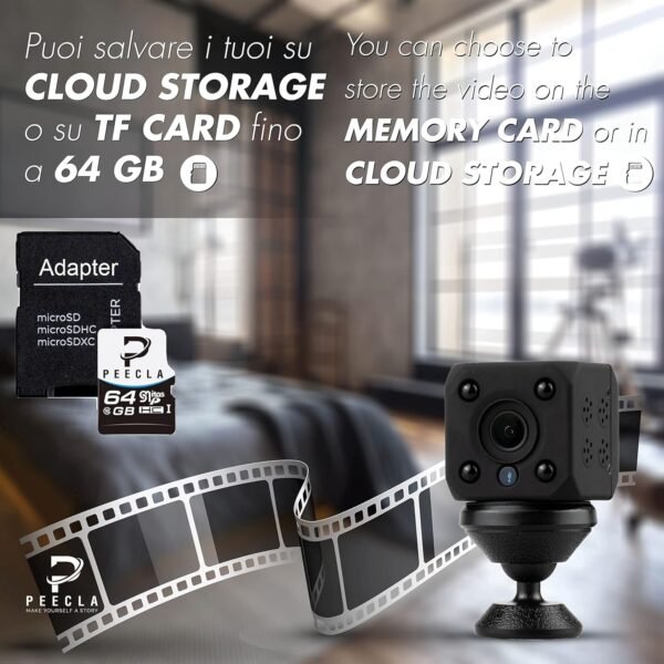 Telecamera Nascosta Wifi Con Micro Sd 64 Gb Inclusa, Telecamera Wi-fi Interno, Mini, Senza Fili, Notturna, Portatile, Gadget Tecnologici, Microcamera, Spia, Dash Cam, Videocamera Sorveglianza Spy cam - Image 5
