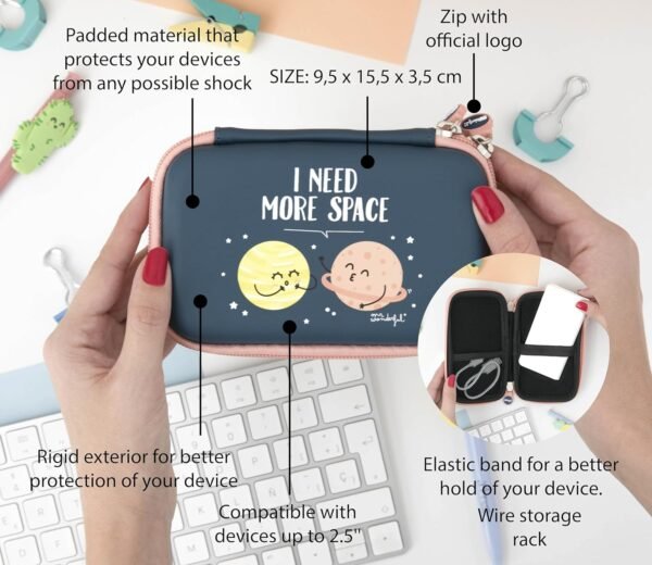 WONDEE Astuccio Mr Wonderful, Regali originali per donna - Custodia per gadget tecnologici, disco rigido da 2,5", caricabatterie, cavi, cuffie, Powerbanks - Mr Wonderful Regali Originali - Image 2