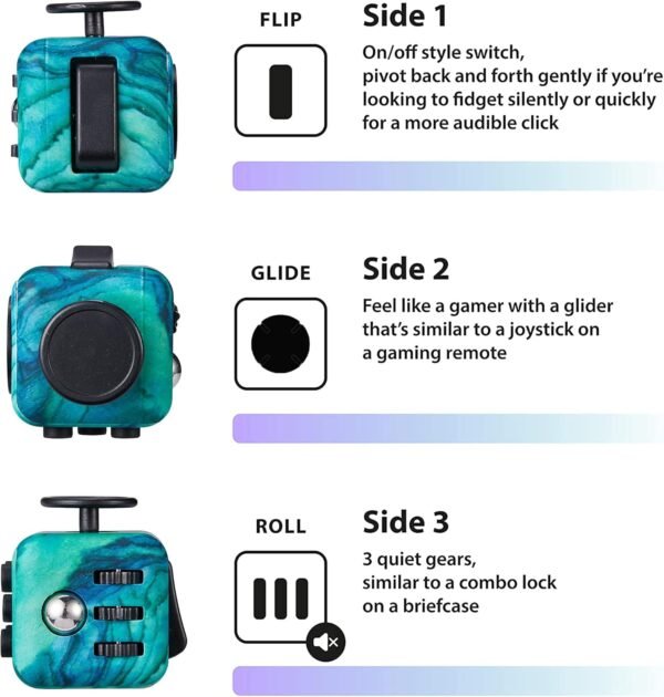 Yetech Verde Fidget Toy Giocattolo per Le Dita Cube Anti-Stress Ansia Relief Giocattoli con 6 Diverse funzioni Passare Il Tempo Ufficio in Aula Regalo per Adulti e Bambini - Image 4
