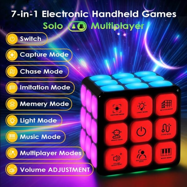 Gioco elettronico portatile - 7 divertenti cubi per il cervello e la memoria, fantastici giochi sensoriali per bambini e bambine - Regali di Natale/Compleanno per bambini di 6-12 anni e oltre - Image 3