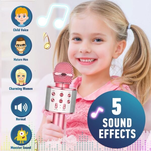 GeschenPark Microfono Bambini, Microfono Wireless Bluetooth Giocattoli per Bambina 3-10 anni Regali Bambini Microfono Karaoke Giochi Bambini Regali di Natale Bambina - Image 4